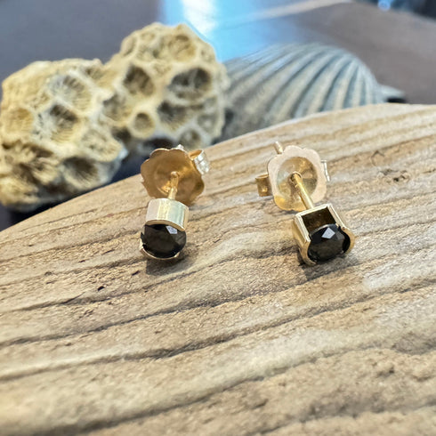 Midnight Whisper: 14K Genuine Black Diamond Stud Earrings Earrings